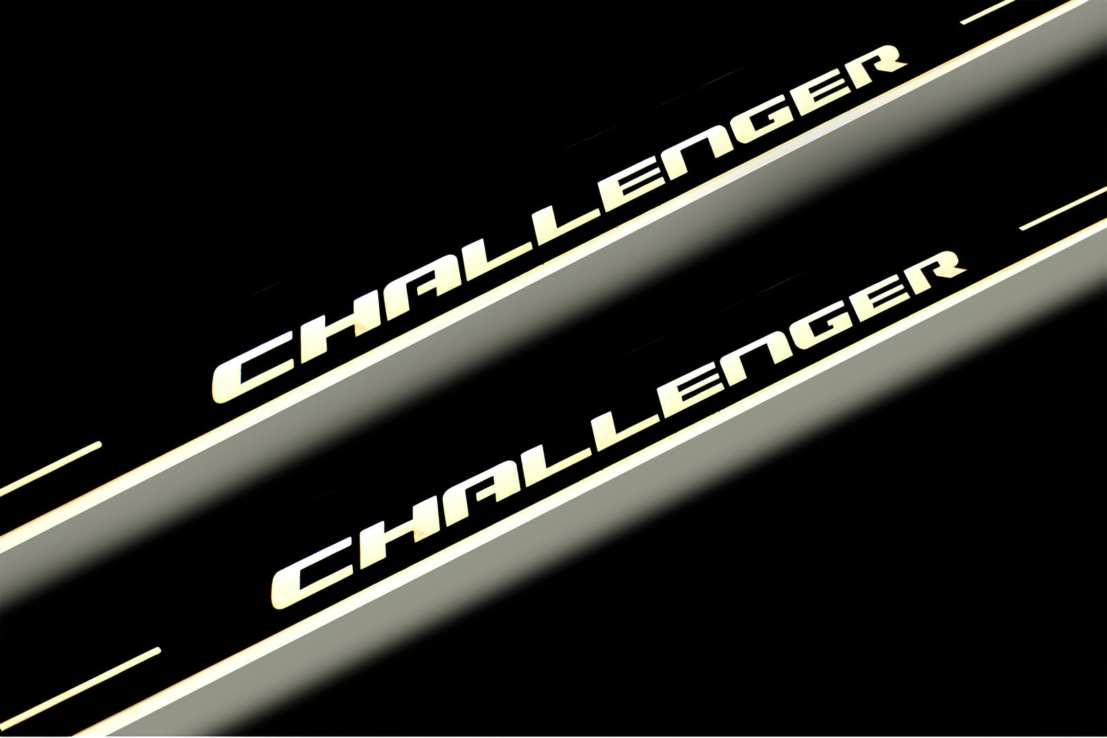 Dodge Challenger 2008+ stainless steel illuminated entry guards with Challenger logo
