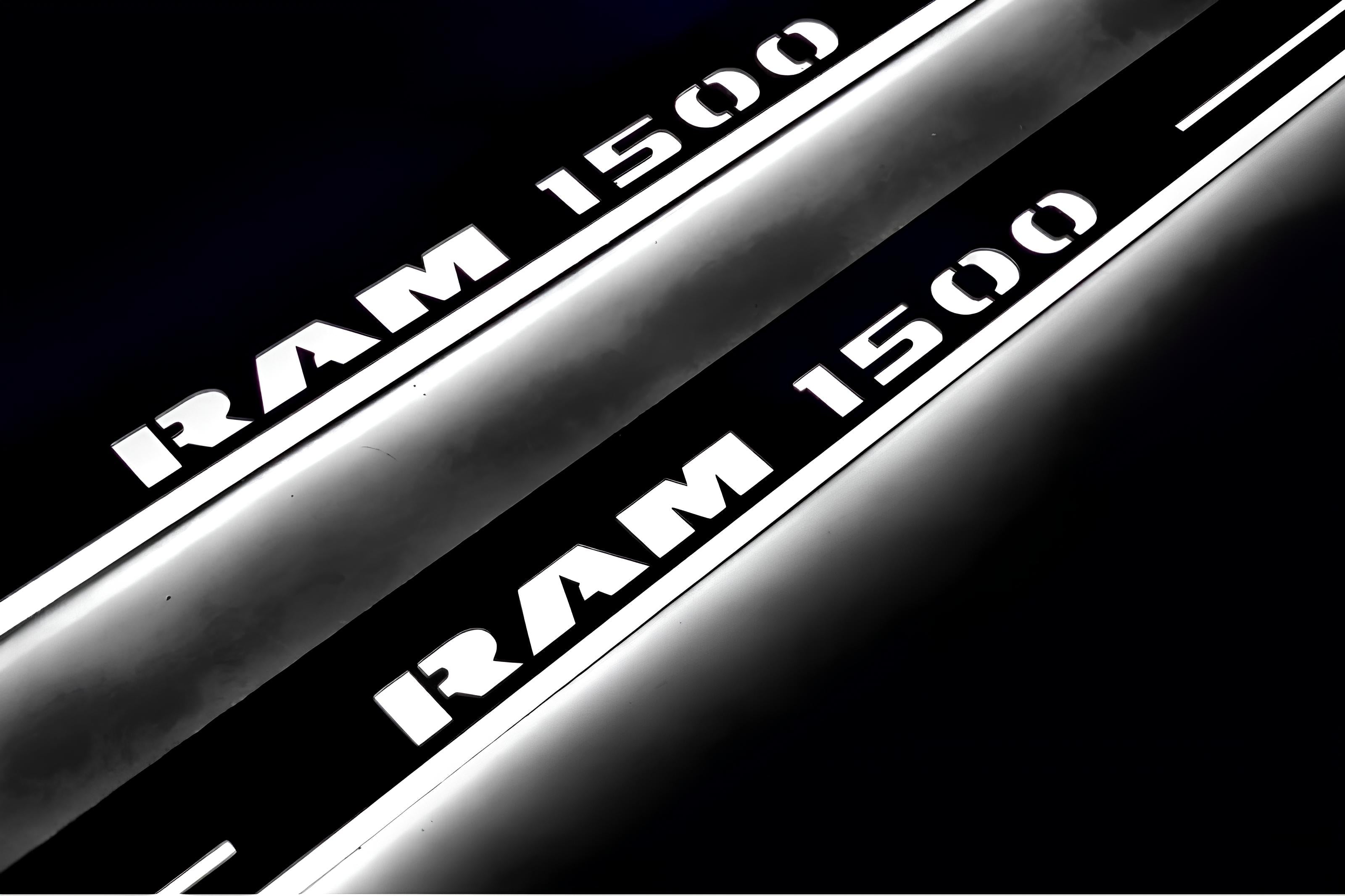 Illuminated LED Door Sill Tread Plates Dodge Ram IV 2009-2018 With RAM 1500 Logo Dodge Led Door Sills opdesign
