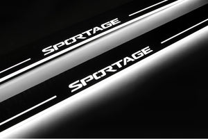 Illuminated LED Door Sill Tread Plates Kia Sportage IV 2015-2022 With Sportage Logo KIA Led Door Sills opdesign