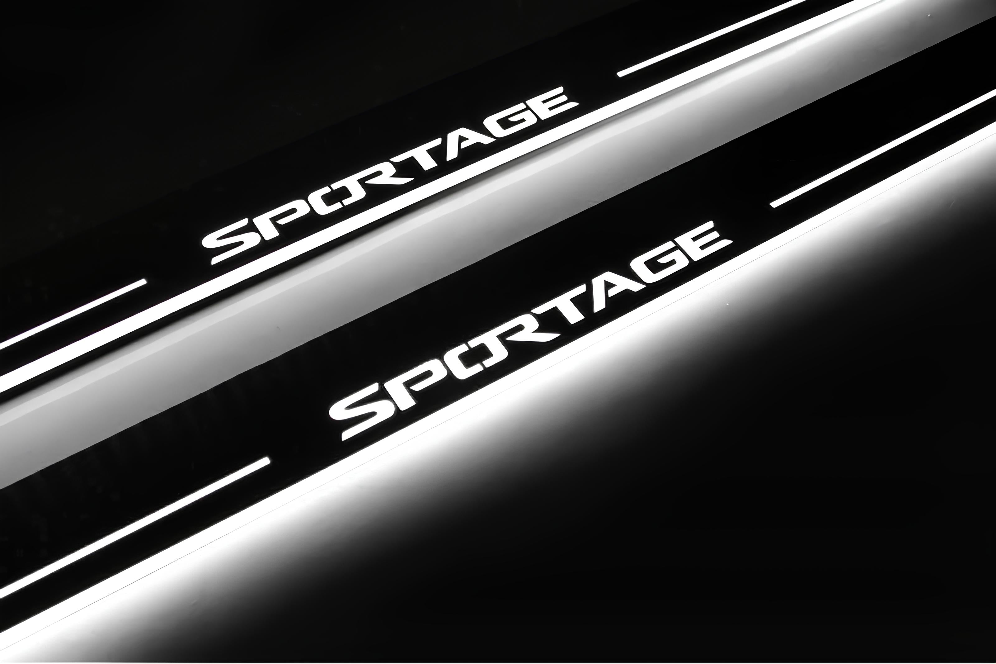 Illuminated LED Door Sill Tread Plates Kia Sportage IV 2015-2022 With Sportage Logo KIA Led Door Sills opdesign