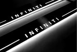 Infiniti G coupe 2008+ door sill plates in stainless steel with Infiniti logo