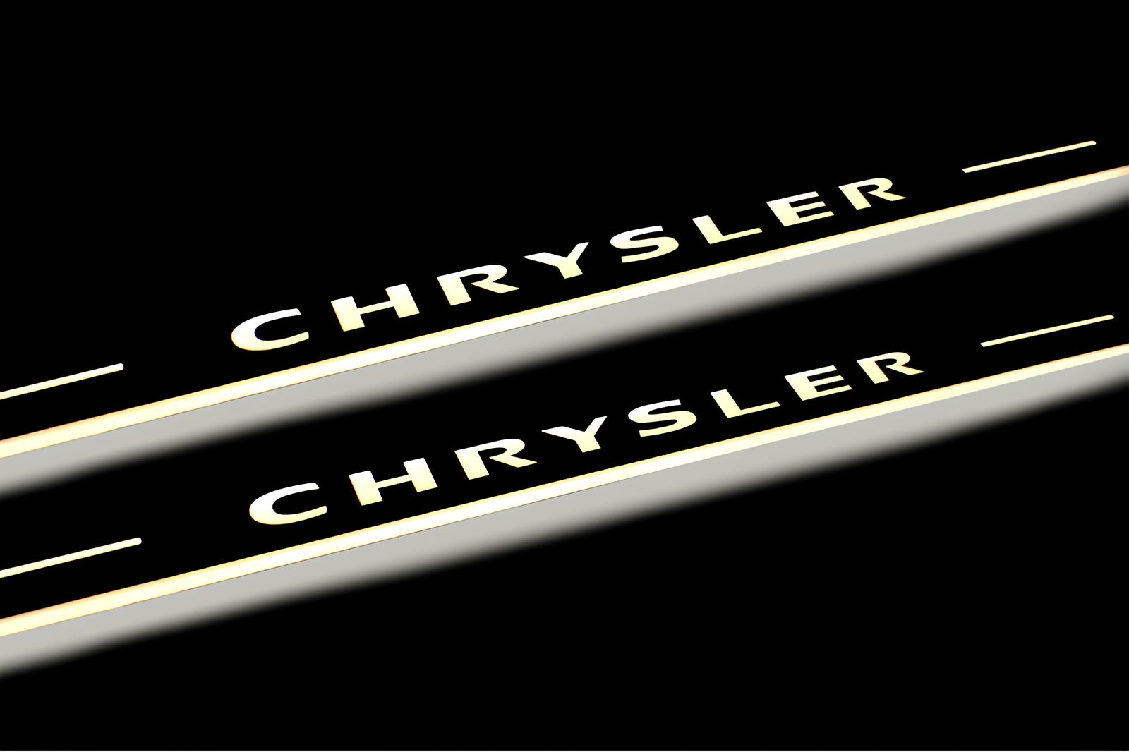 Chrysler 300C II LD 2011+ entry guards in stainless steel with Chrysler logo