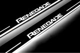 Jeep Renegade 2014+ door sill plates in stainless steel with Renegade logo