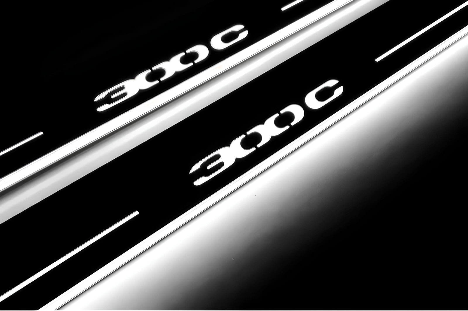 LED door sill plates Chrysler 300C II LD 2011+ in stainless steel with 300C logo