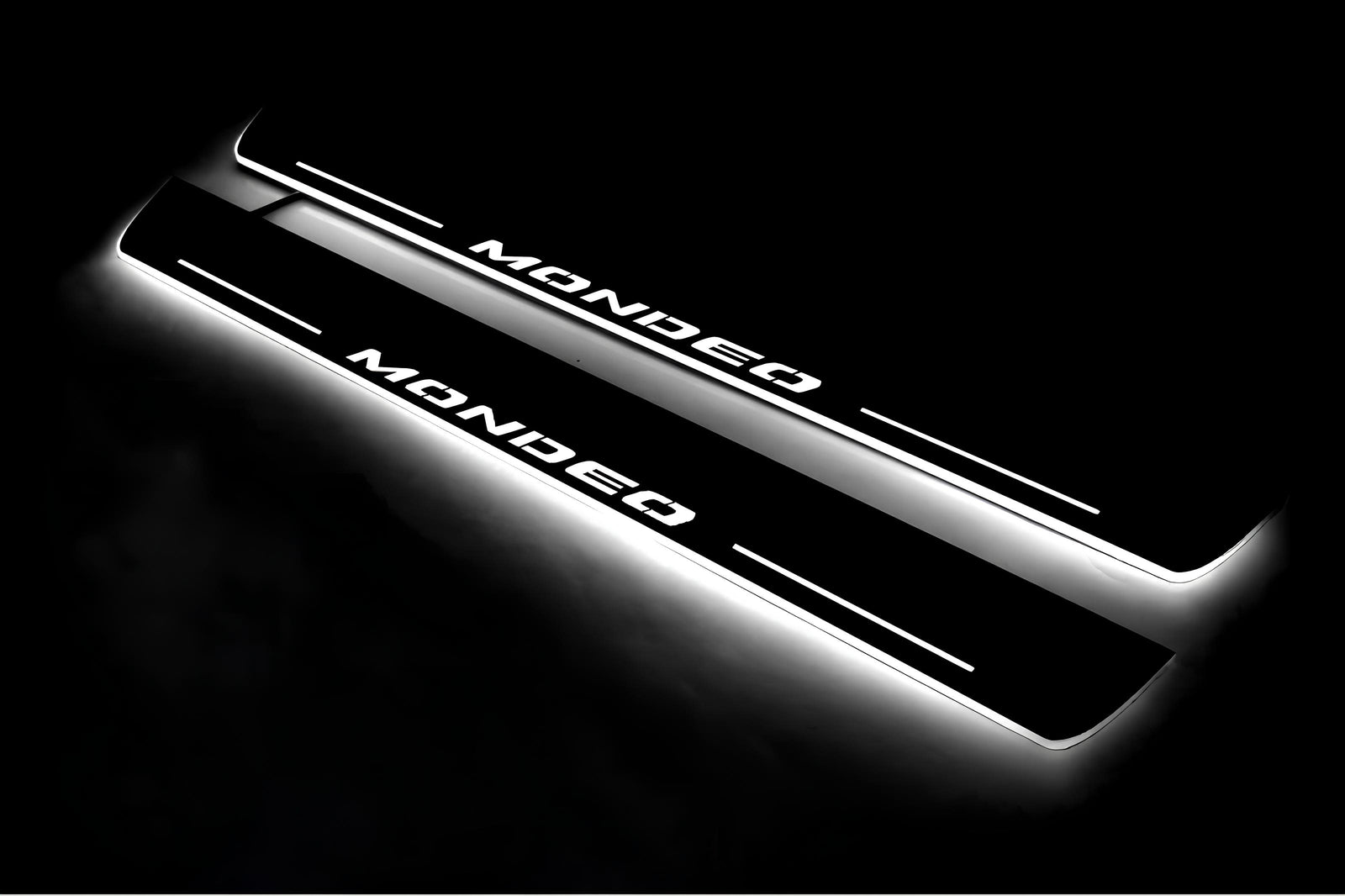 LED door sill plates Ford Mondeo V 2014+ in stainless steel with Mondeo logo
