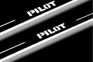 Illuminated LED Door Sill Tread Plates Honda Pilot II 2008-2015 With Pilot Logo Honda Led Door Sills opdesign