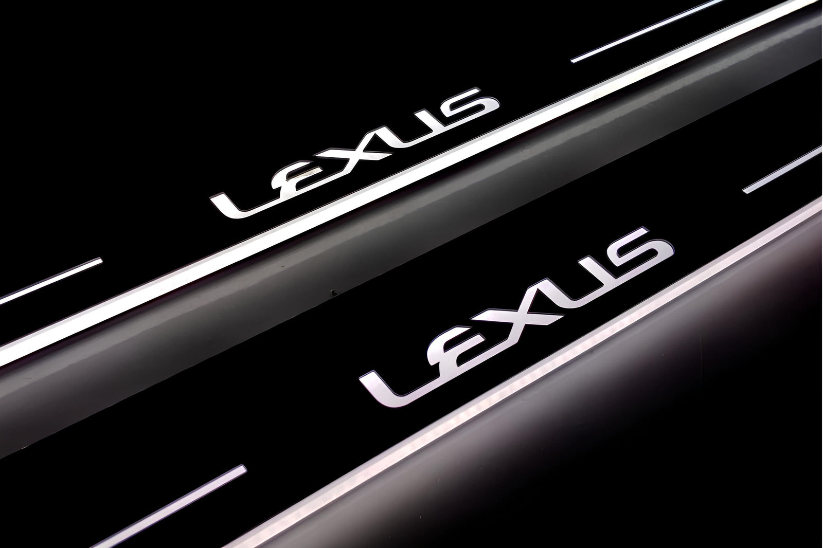 Lexus GX I 2002+ LED door sill plates in stainless steel with Lexus logo