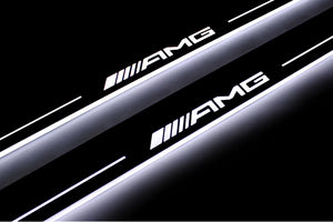 Illuminated LED Door Sill Tread Plates Mercedes ML W166 2011-2015 With AMG Logo Mercedes Led Door Sills opdesign