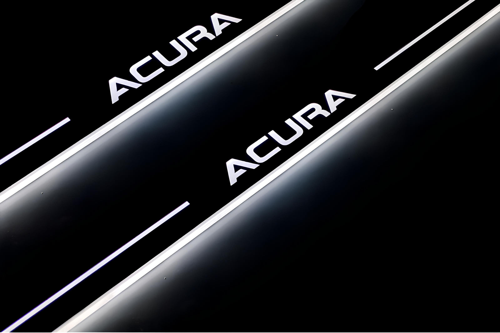 Acura MDX II 2006+ stainless steel LED door sill plates with Acura logo