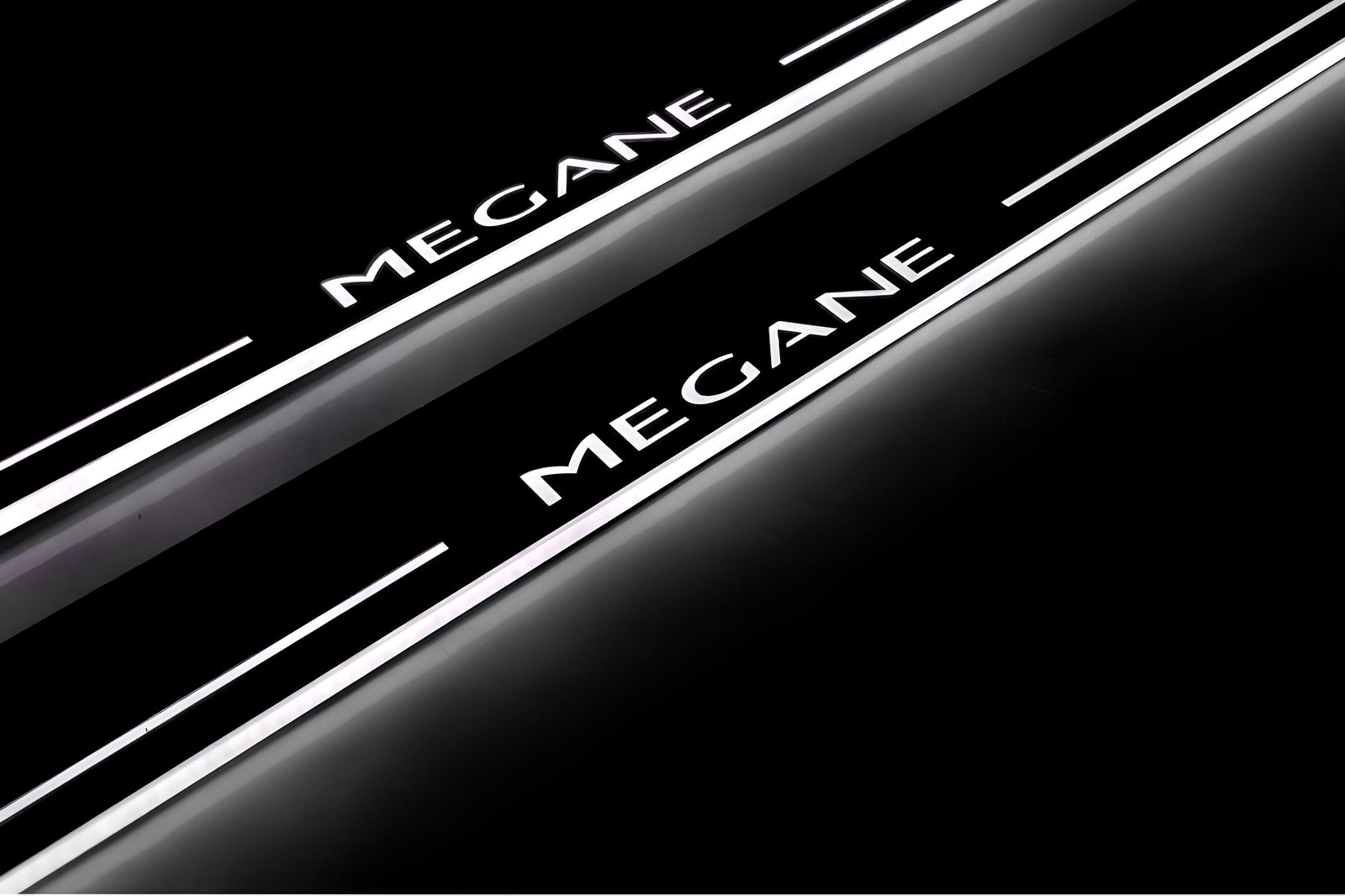 stainless steel LED door sill plates with Renault Megane III 2009+ with Megane logo
