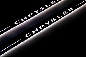 Illuminated LED Door Sill Tread Plates Chrysler 300C I 2005-2010 With Chrysler Logo Chrysler Led Door Sills opdesign