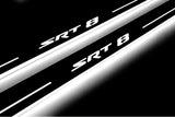 Dodge Challenger 2008+ door sill plates in stainless steel with SRT8 logo