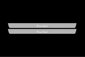 Illuminated LED Door Sill Tread Plates Porsche 911 (996) 1997-2006 With Turbo Logo Porsche Led Door Sills opdesign