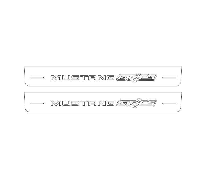 Ford Mustang VI S550 2015+ entry guards in stainless steel with Mustang GT/CS logo