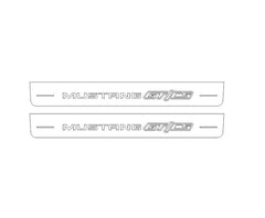 Line drawing of two door sill plates with Mustang GT/CS lettering and horizontal slots.