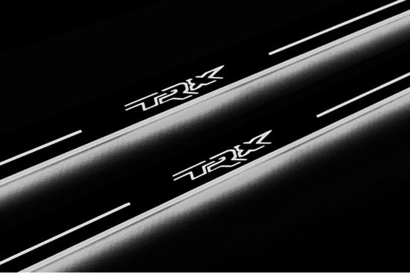 RAM 2500 V 2019+ stainless steel LED door sill plates with TRX logo