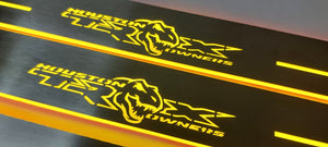 Illuminated LED Door Sill Tread Plates Dodge Ram V 2019+ With Houston Owners TRX Logo Dodge Led Door Sills opdesign