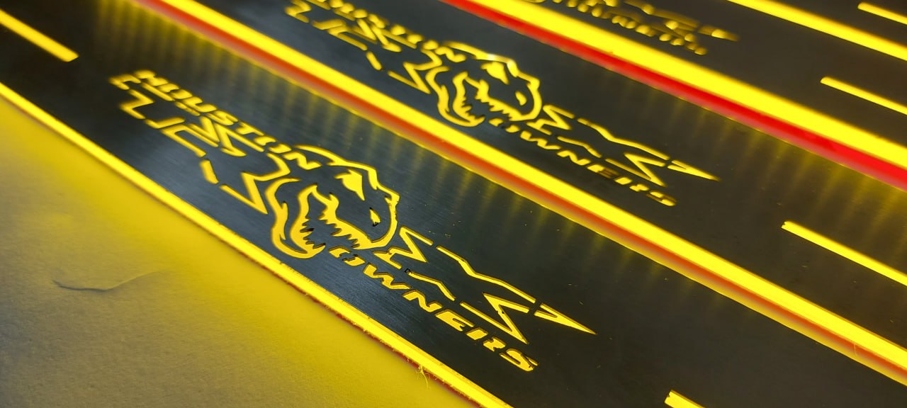 Illuminated LED Door Sill Tread Plates Dodge Ram V 2019+ With Houston Owners TRX Logo Dodge Led Door Sills opdesign