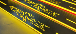 Illuminated LED Door Sill Tread Plates Dodge Ram V 2019+ With Houston Owners TRX Logo Dodge Led Door Sills opdesign