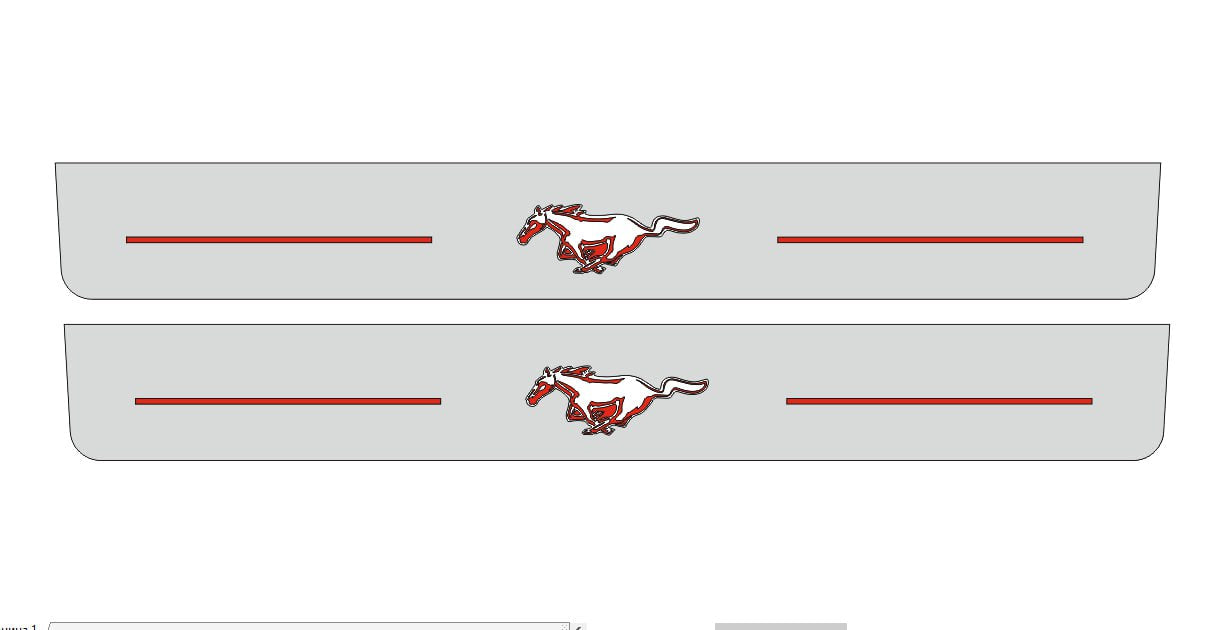 Illuminated LED Door Sill Tread Plates Ford Mustang V 2005-2015 With Mustang Logo (type 2) Ford Led Door Sills opdesign RED FRONT STAINLESS STEEL