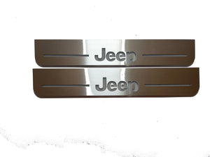 Illuminated LED Door Sill Tread Plates Jeep Gladiator JT 2019+ With Jeep Gladiator Logo Jeep Led Door Sills opdesign
