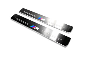 Illuminated LED Door Sill Tread Plates BMW 5 G60 2023+ With M Logo BMW Led Door Sills opdesign