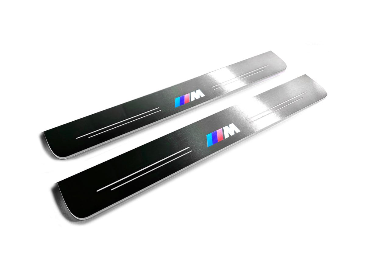 BMW X1 E48 2009+ stainless steel illuminated entry guards with M logo
