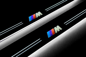 Illuminated LED Door Sill Tread Plates BMW 5 G60 2023+ With M Logo BMW Led Door Sills opdesign
