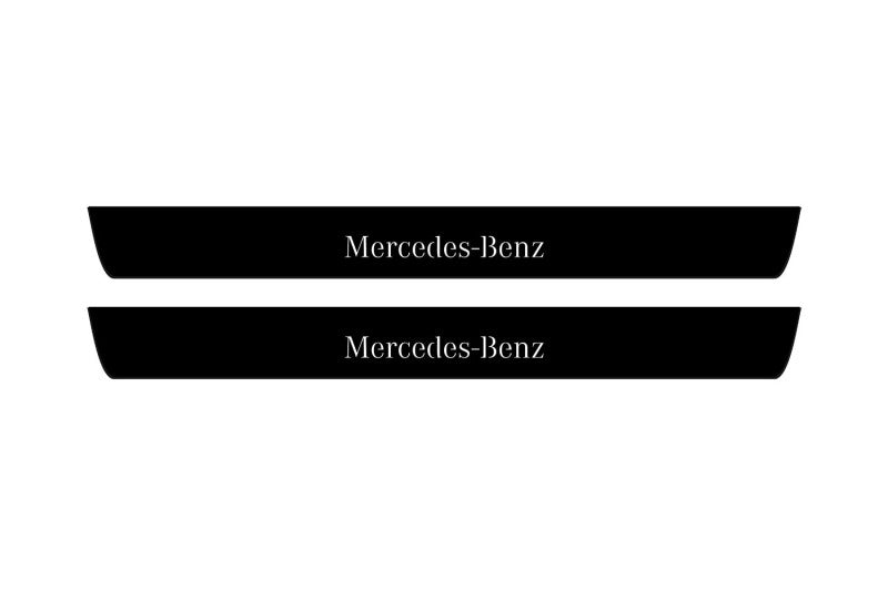 Mercedes A W177 2018+ Illuminated Matte Sill Plates with logo Mercedes-Benz Mercedes Led Door Sills PRO opdesign