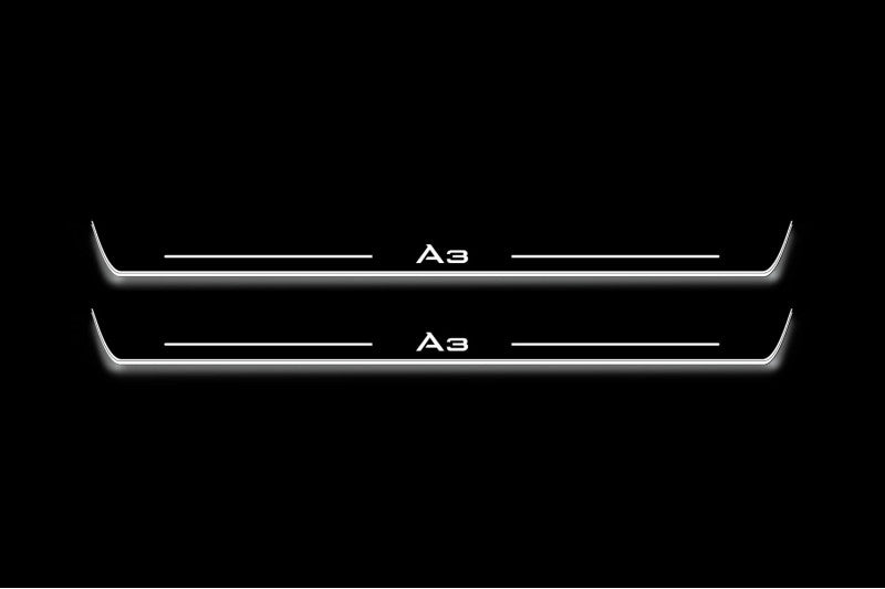 stainless steel LED door sill plates with Audi A3 8V 2012+ with A3 logo