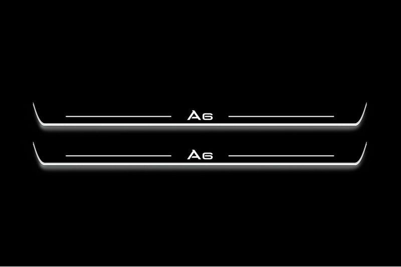 Audi A6 C8 2018+ Stainless Steel LED Door Sills – A6 Logo