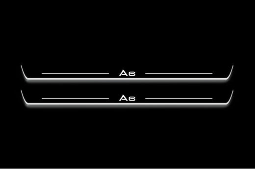 Audi A6 Avant 4K5 2018–Present — Stainless Steel LED Door Sills — A6 Logo