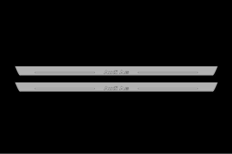 LED door sill plates for Audi A6 C6 2004+ stainless steel with Audi A6 logo