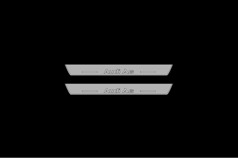 Audi A6 C6 2004+ illuminated entry guards in stainless steel with Audi A6 logo