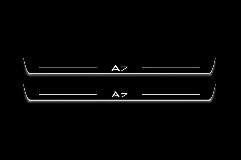 Audi A7 C7 2010+ entry guards in stainless steel with A7 logo