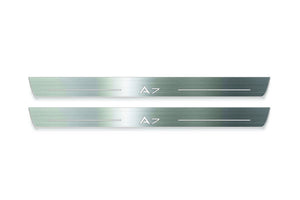Audi A7 C7 2010-2018 LED Door Sills Illuminated Scuff A7 Logo Stainless Steel Entry Guards