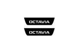 Skoda Octavia III (A7) 2013+ illuminated entry guards in stainless steel with Octavia logo