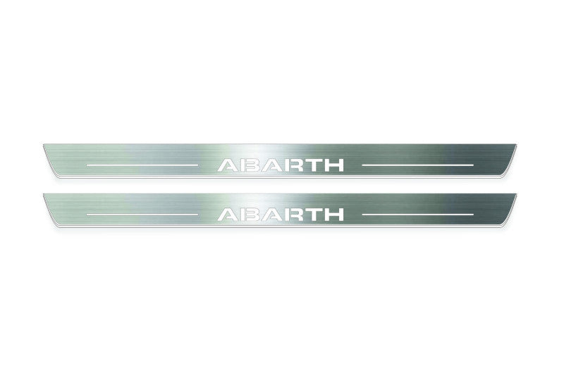 LED door sill plates stainless steel Fiat 500 2007+ with Abarth logo