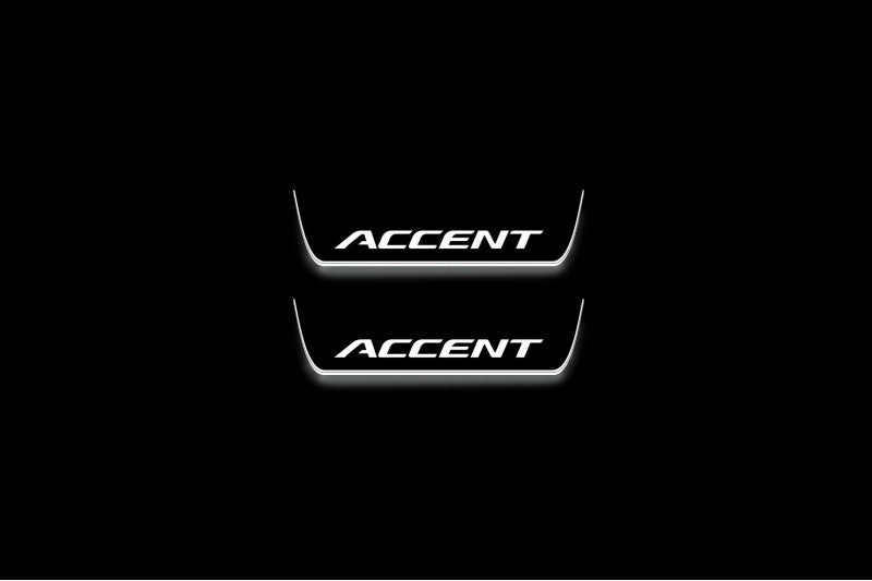 LED door sill plates Hyundai Accent 2011+ stainless steel with Accent logo