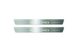 Two long silver-finished door sill plates with Accord lettering on a light background, straight-on view.