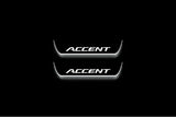 LED door sill plates Hyundai Accent 2017+ in stainless steel with Accent logo