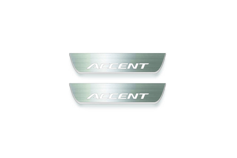 LED door sill plates Hyundai Accent 2017+ stainless steel with Accent logo