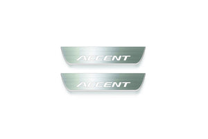 Hyundai Accent 2017+ LED Door Sills Illuminated Scuff Accent Logo Stainless Steel Entry Guards Door Sills Decoin