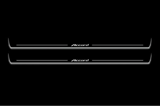 Honda Accord Coupe 2012–2017 — Stainless Steel LED Door Sills — Accord Logo