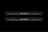 stainless steel LED door sill plates with Hyundai Accent 2017+ with Accent logo