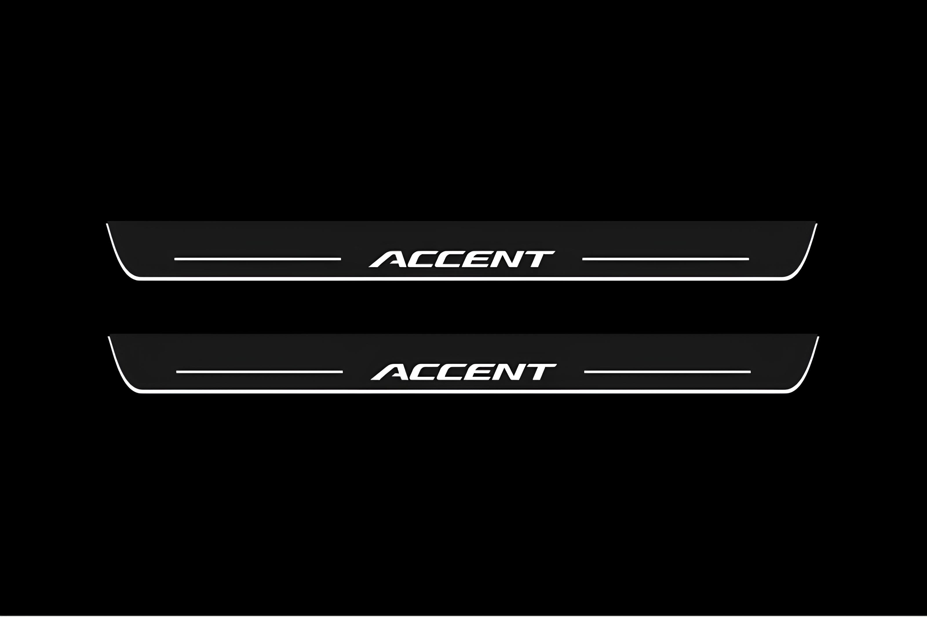 Illuminated LED Door Sill Tread Plates Hyundai Accent 2017+ With Accent Logo Hyundai Led Door Sills opdesign