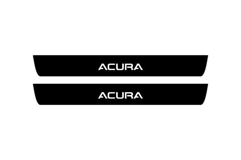 LED door sill plates Acura MDX IV 2021+ in stainless steel with Acura logo