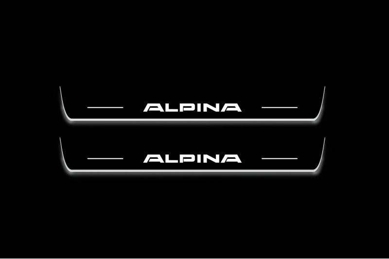 LED door sill plates for BMW 5 F30 2012+ with Alpina logo