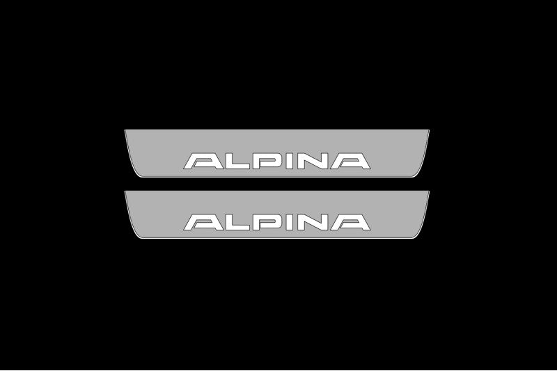 Illuminated LED Door Sill Tread Plates BMW 5 E34 1987-1996 With Alpina Logo BMW Led Door Sills opdesign