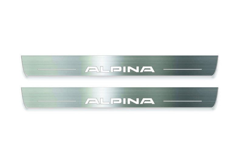 BMW 5 E60 2003+ door sill plates in stainless steel with Alpina logo